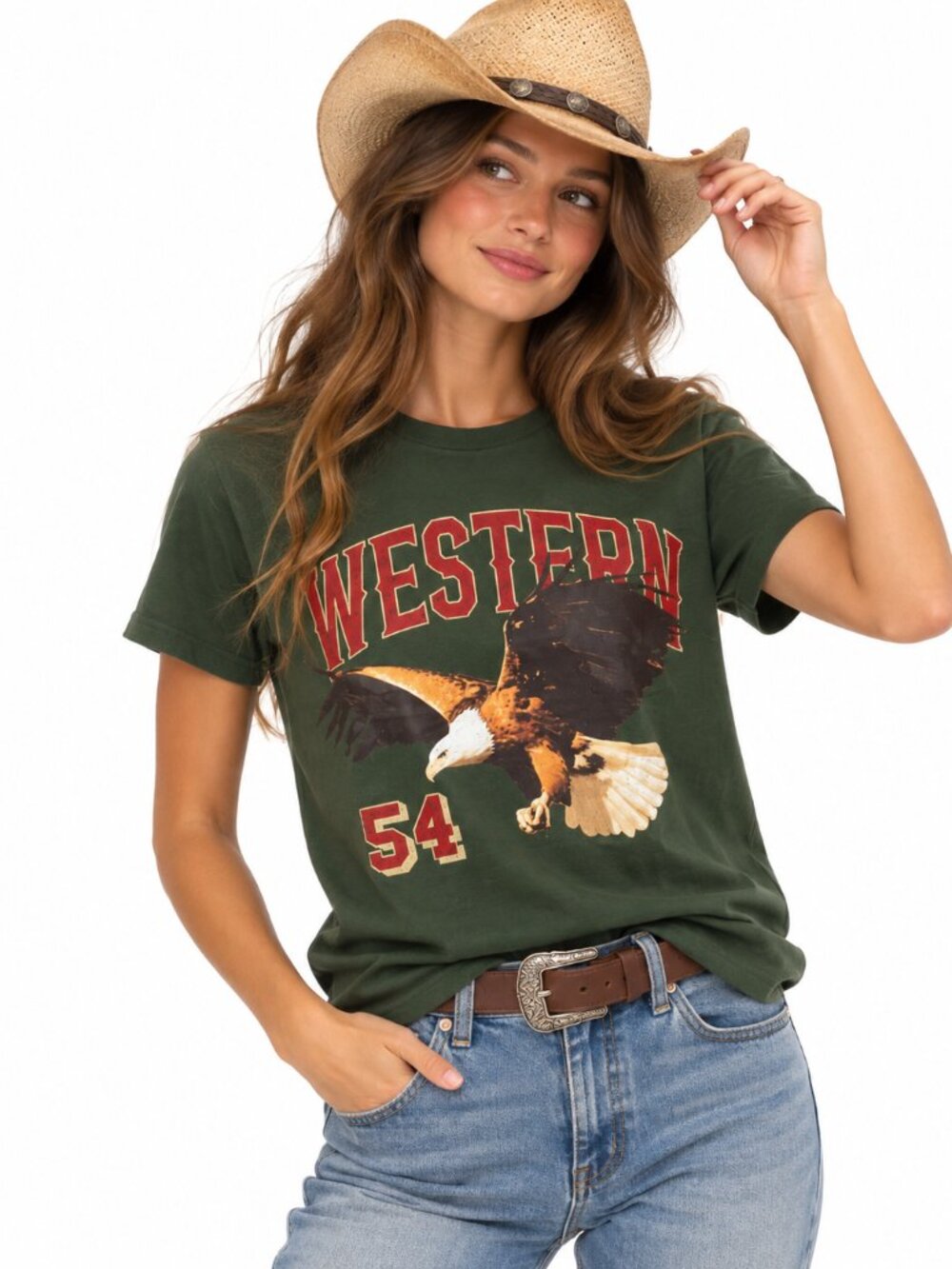 IML Isaac Morris Western 54 Bald Eagle Graphic Tee Burnt Olive Small NWT